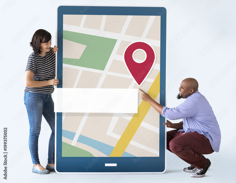 Poster gps navigation map on digital device