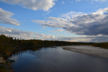 View of the turbulent Siberian river Log Yugan.