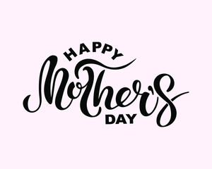 Happy Mother's Day text isolated on background. Hand drawn lettering Mother as Mother's day logo, badge, icon. Template for Happy Mother's day, invitation, greeting card, web, postcard.