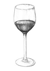 Hand drawn red wine glass