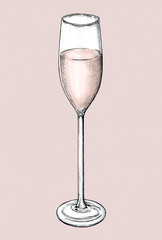 Hand drawn champagne glass