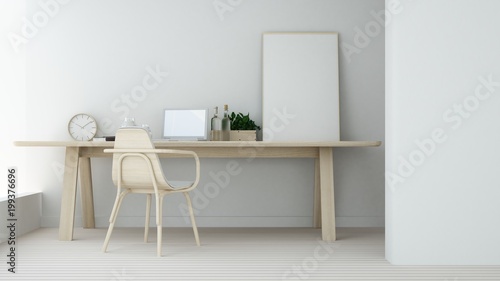 Work Space Interior Background In Hotel Wall Painted 3d