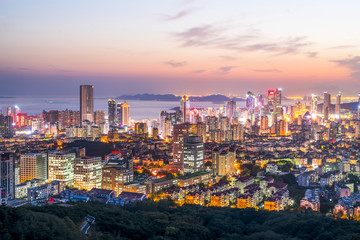 Fototapeta na wymiar A bird's eye view of the beautiful city scene of the coastal city of Qingdao