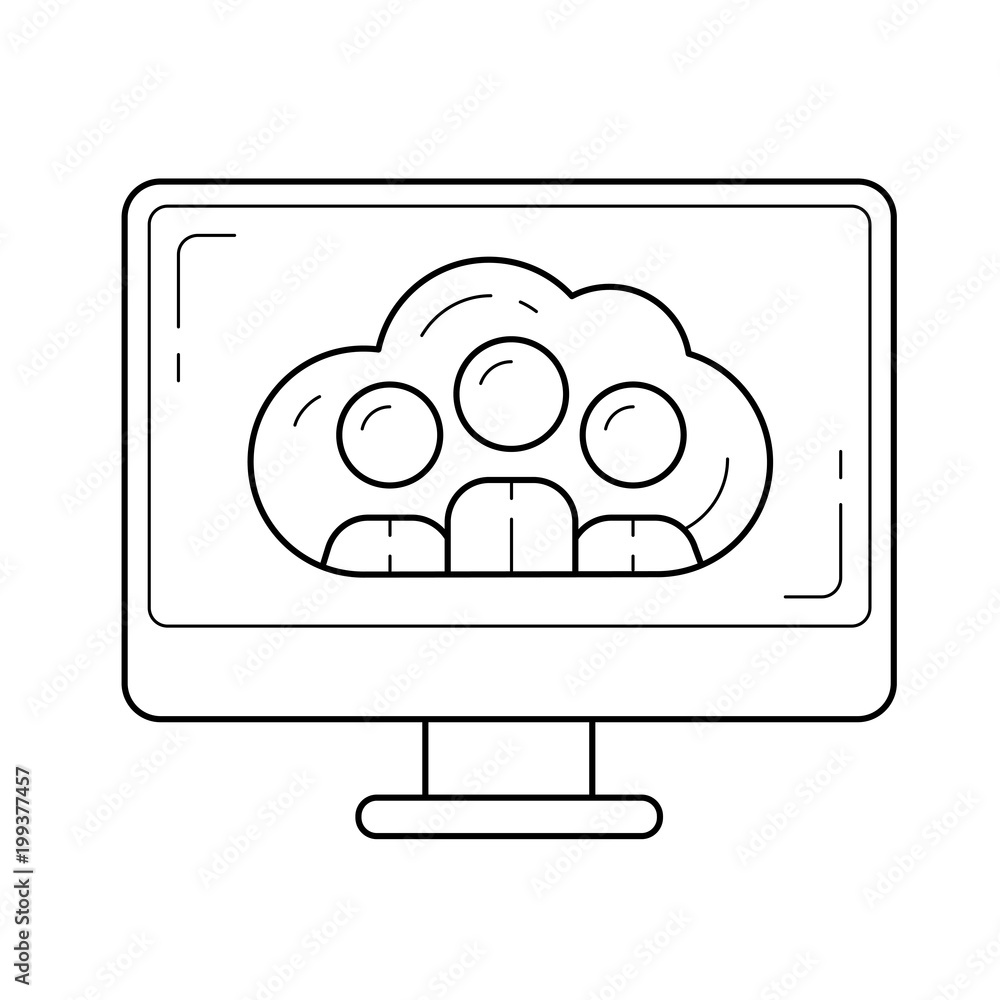 Poster cloud computing vector line icon isolated on white background. cloud computing line icon for infogra