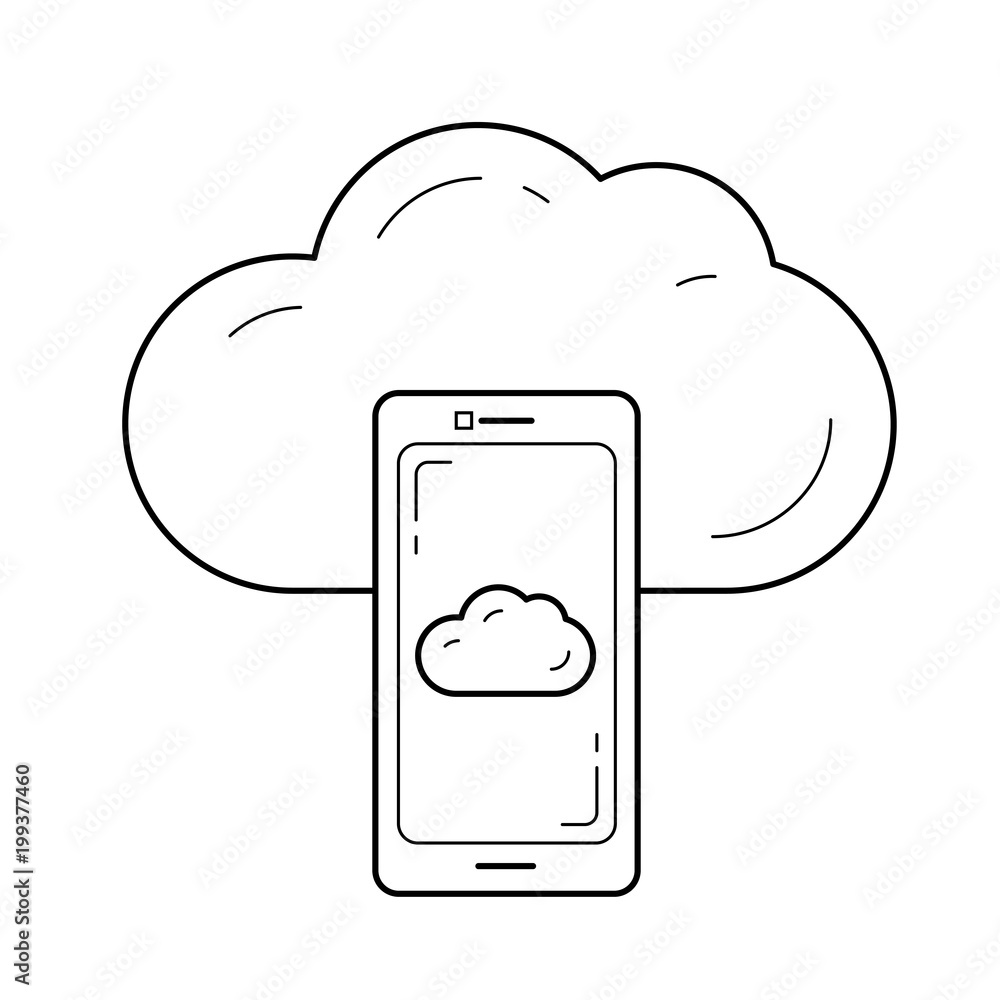 Poster cloud sync vector line icon isolated on white background. cloud synchronization line icon for infogr