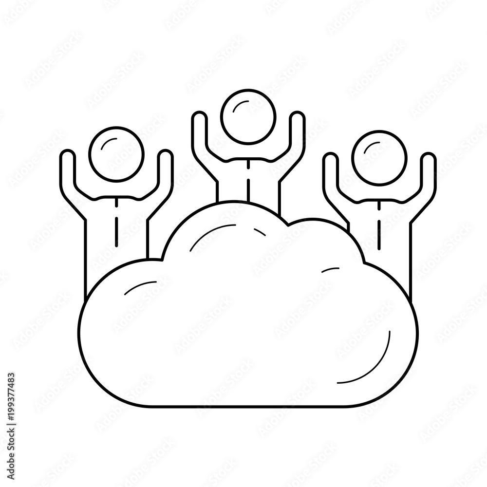 Poster cloud access vector line icon isolated on white background. cloud access line icon for infographic, 