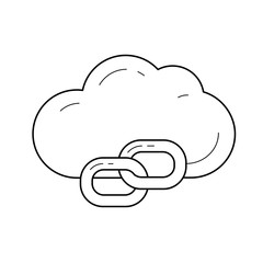 Cloud link vector line icon isolated on white background. Cloud link line icon for infographic, website or app.