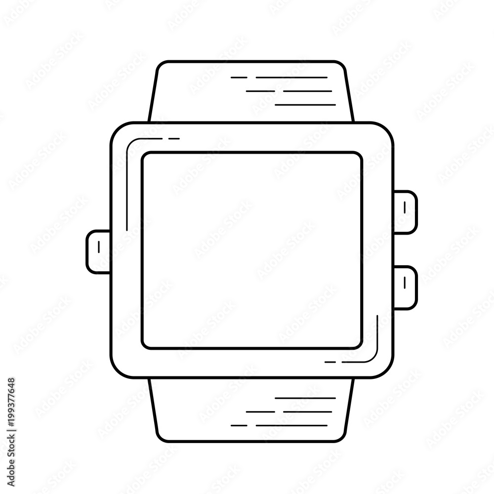 Poster smartwatch device vector line icon isolated on white background. digital smartwatch line icon for in