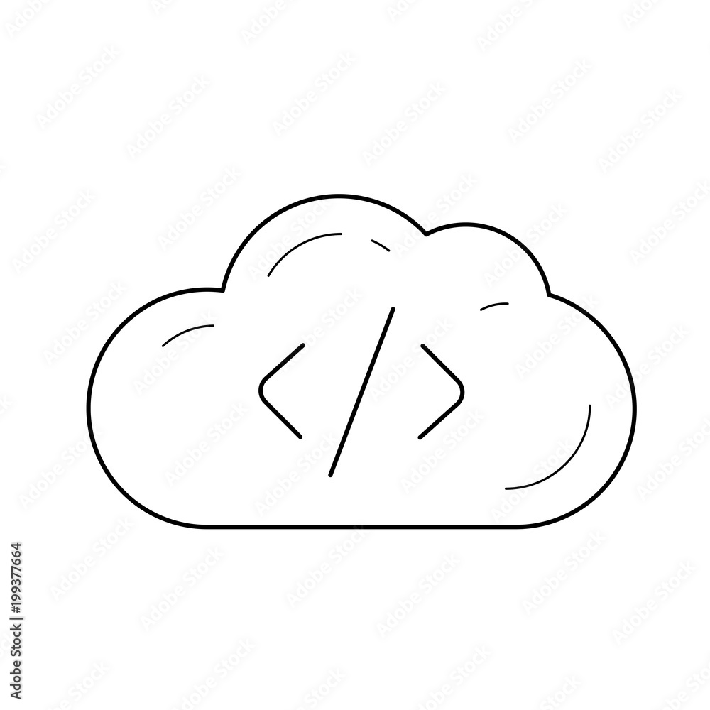 Poster cloud hosting vector line icon isolated on white background. cloud hosting line icon for infographic