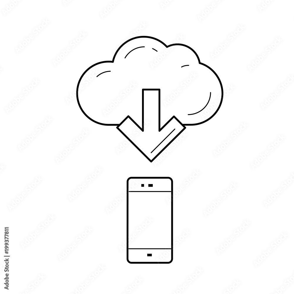 Poster cloud file access vector line icon isolated on white background. cloud file access line icon for inf