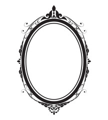 Oval frame and borders black and white, Thai pattern, vector illustration - 199377822