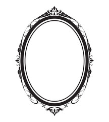 Oval frame and borders black and white, Thai pattern, vector illustration