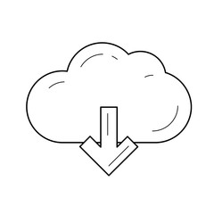 Cloud download vector line icon isolated on white background. Database backup line icon for infographic, website or app.