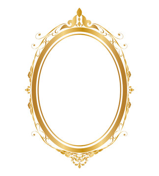 Oval frame and borders Golden frame, Thai pattern, vector illustration