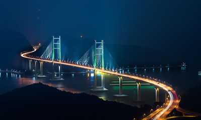 Fototapeta na wymiar Korea Changwon Bridge Night View _ Beautiful Linear