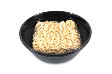 Intant noodles in bowl isolated on white background