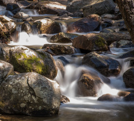 long exposure flowing river of bridal veil waterfall at yosemite park 