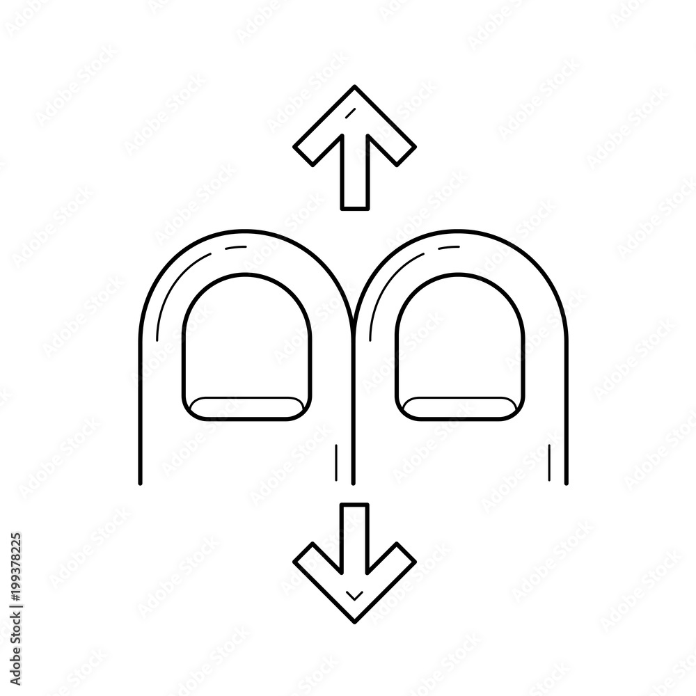 Poster two-finger scrolling vector line icon isolated on white background