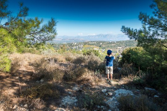 Boy looking at mountain