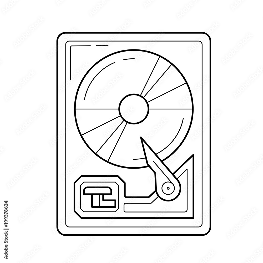 Aufkleber hard drive disk vector line icon isolated on white background. hard drive disk line icon for infogra