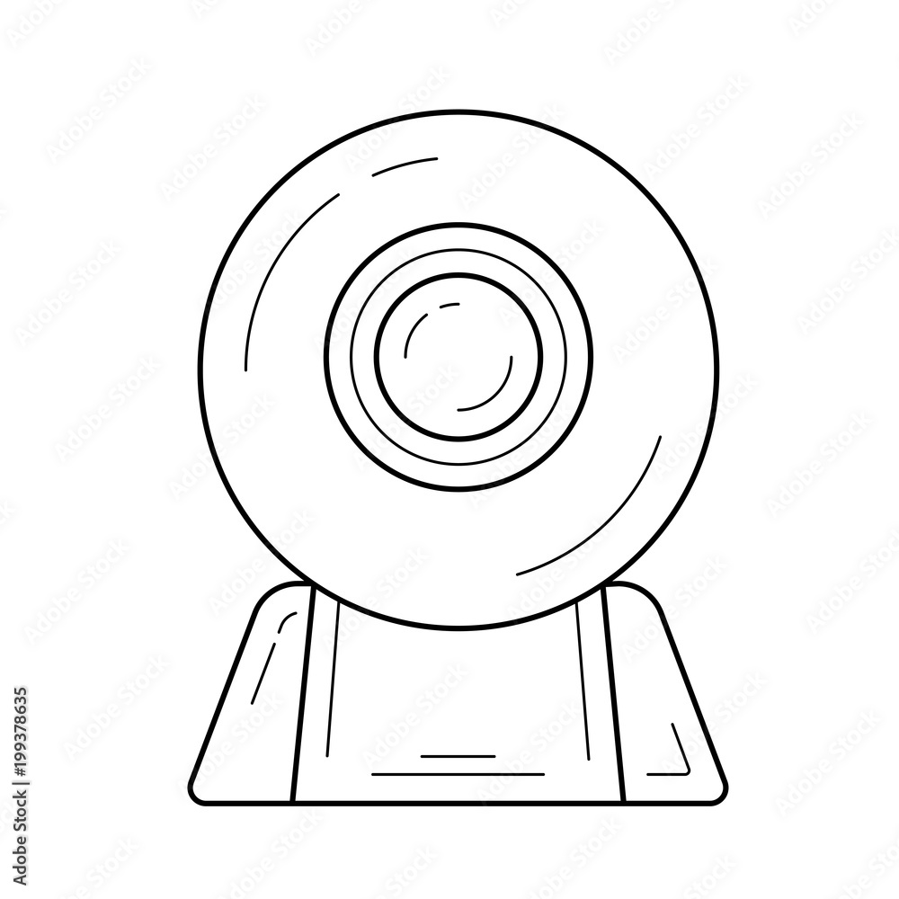 Poster web cam vector line icon isolated on white background
