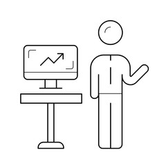 Global presentation vector line icon isolated on white background. Global presentation line icon for infographic, website or app.