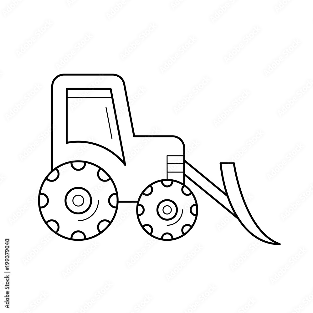 Poster front loader vector line icon isolated on white background. front loader line icon for infographic, 