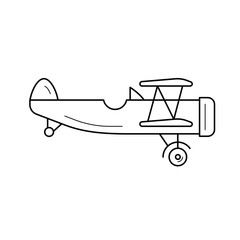 Biplane vector line icon isolated on white background. Vintage small biplane line icon for infographic, website or app. Icon designed on a grid system. © Visual Generation