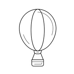 Hot air balloon vector line icon isolated on white background