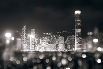 cityscape of hong kong night