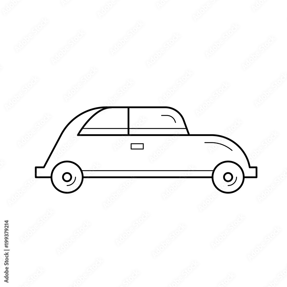 Poster hatchback car vector line icon isolated on white background. hatchback car line icon for infographic