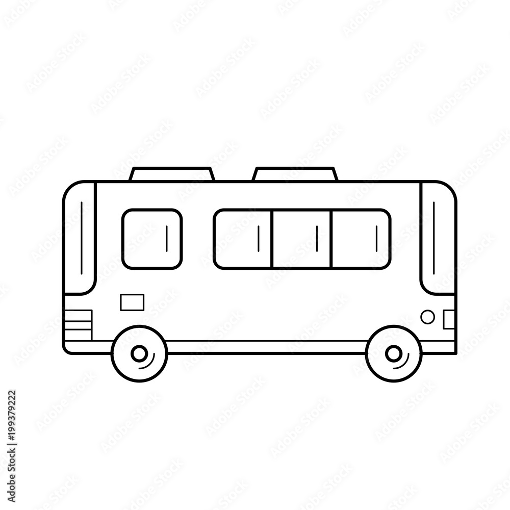Poster passenger bus vector line icon isolated on white background. passenger bus line icon for infographic