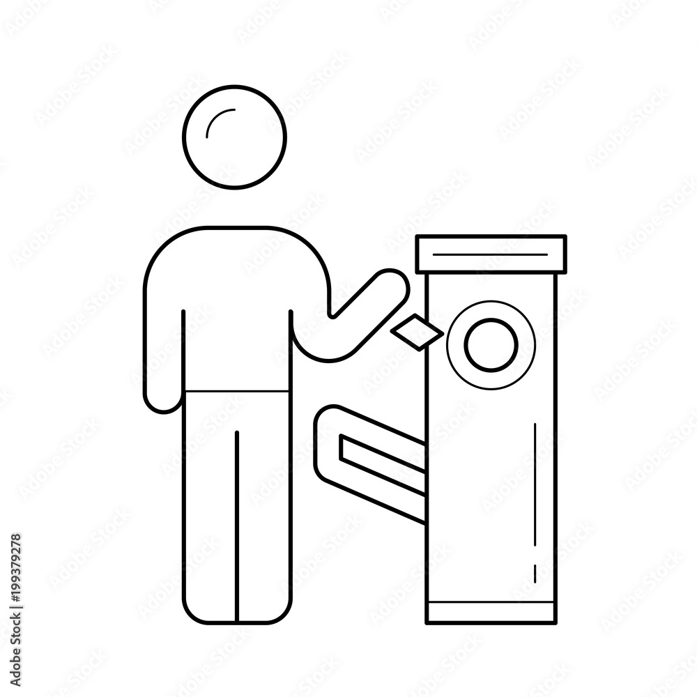 Poster turnstile vector line icon isolated on white background. turnstile line icon for infographic, websit