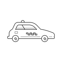 Taxi car vector line icon isolated on white background. Taxi car line icon for infographic, website or app. Icon designed on a grid system.