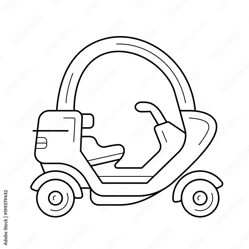 Poster tuk tuk vector line icon isolated on white background. tuk tuk line icon for infographic, website or