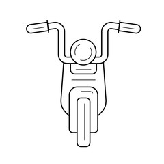 Cruiser motorcycle vector line icon isolated on white background. Cruiser motorcycle line icon for infographic, website or app. Icon designed on a grid system.