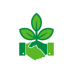 Handshake Nature Logo Icon Design