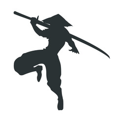 samurai silhouette warrior sword ninja japanese katana © rattakette