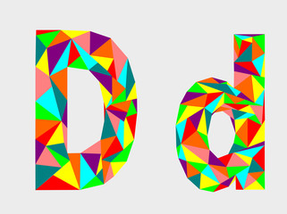 Letter D,low poly alphabet,geometric style.Abstract vector.