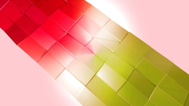 Abstract low poly style looped background. 3d seamless animation in 4k. Modern gradient colors. Red yellow surface shimmers and shines 5