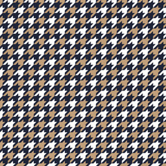 Seamless tan blue and brown classic checked houndstooth textile pattern vector