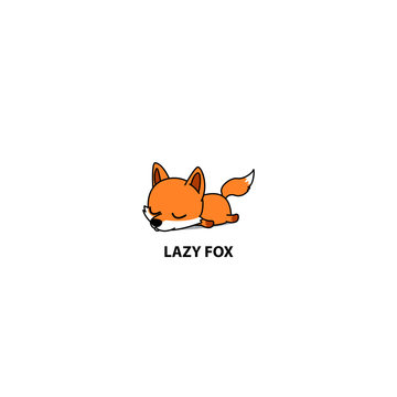 Lazy fox, cute baby fox sleeping icon, vector illustration