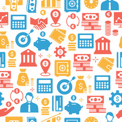 Business and Finance Seamless flat Icon Pattern.