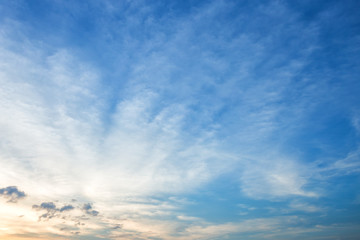 Naklejka na ściany i meble Beautiful fluffy clouds with blue sky background.