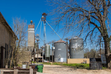 grain elevators in a small Texas town