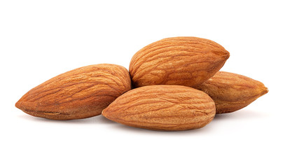 almonds isolated on a white background.