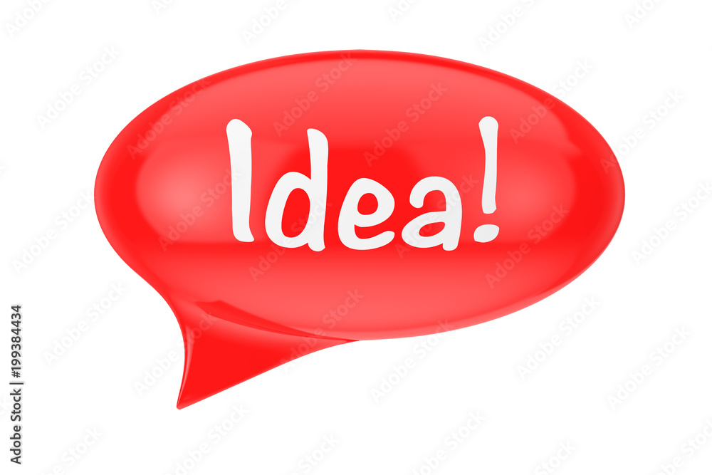 Leinwandbilder Red Speech Bubble with Idea Sign. 3d Rendering
