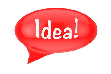 Red Speech Bubble with Idea Sign. 3d Rendering