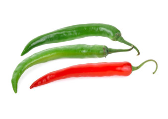 Hot chili peppers isolated on white background