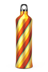 Swirl Color Aluminum Bike Water Sport Bottles Mockup. 3d Rendering